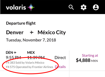 Volaris and Frontier Airlines codeshare agreeement